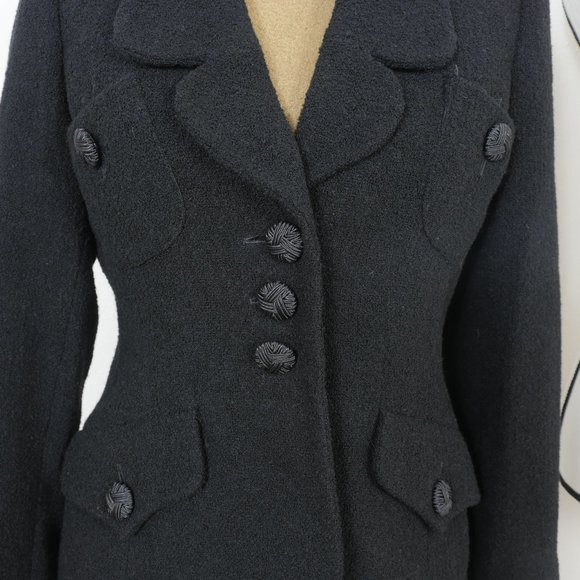 Lolita Lempicka Black Button Up Fitted Classic Wool Blazer Size 38/US 6 Jacket - Picture 9 of 15